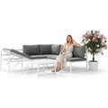 Gartenmoebel Set Ecklounge Rueckenlehne verstellbar Aluminium Elemente variabel aufstellbar Weiss Liegefunktion rostfrei