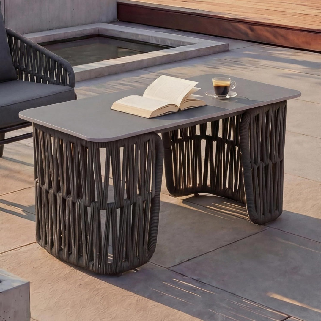 Loungetisch - Grau anthrazit 43x90x45cm Platte Gartentisch Balkontisch