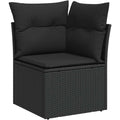 Gartensofa-Ecke mit Kissen Poly Schwarz rattan