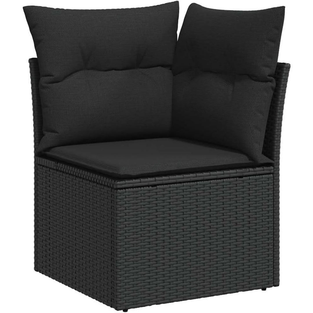 Gartensofa-Ecke mit Kissen Poly Schwarz rattan