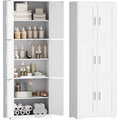 Badezimmerschrank Hoch Weiss Hochschrank Bad mit 6 Tueren Badschrank mit 3 Verstellbare Einlegeboeden fuer Badezimmer/Wohnzimmer/Kueche
