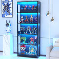 Glasvitrine mit gehaertetem Glas Blau schwarz 5 Einlegeboeden fuer WohnzimmerBuero Glasvitrine fuer Sammlerstuecke Buecherregal mit 3-farbige