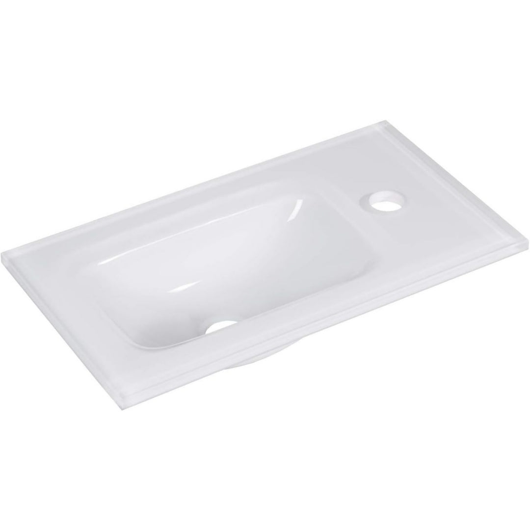Glasbecken Gaeste-WC/Waschtisch aus Glas/Masse (B x H x T) ca./hochwertiges Waschbecken fuers Badezimmer/Farbe/Breite 45 cm Weiss 45 x 10 x 25 cm
