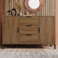 Sideboard Kommode mit 2 Tueren und 3 Schubladen 120 cm eiche 120x40x76 cm Buffetschrank mit Verstellbares Ablage Aufbewahrungsschrank in Dunkle