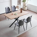 Esstisch mit 4 Stuehlen Esszimmer-Set Schwarz grau 140 78 77 cm Rechteckiger Esstisch aus 4 Stuehle mit hoher Rueckenlehne