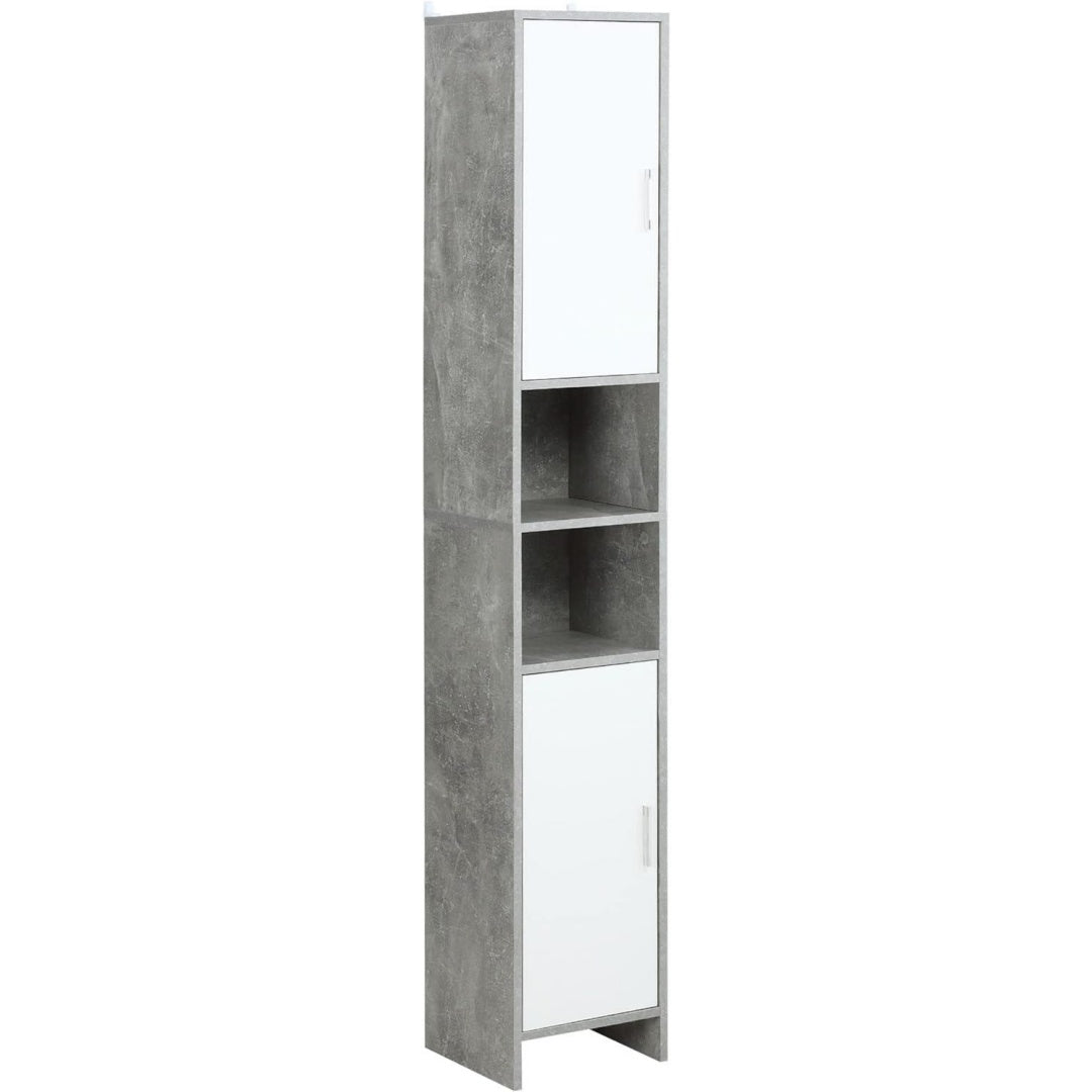 Badezimmerschrank Hochschrank Badschrank Multifunktionsschrank mit 6 Faecher 2 Tueren Spanplatte Weiss 30 x 30 x 180 cm