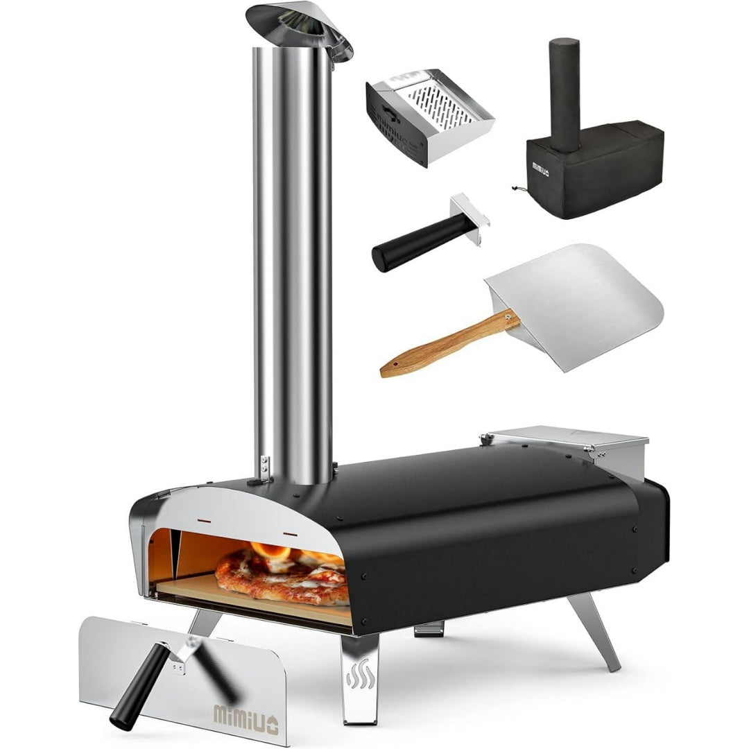 Pellet Pizzaofen Rot 33x 33 cm Outdoor pizzaofen mit Pizzastein und Pizzaschalefel fuer Garten Pellet Pizza