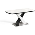 Esstisch Schwarz weiss 160 x 80 cm 120- ausziehbar mit X-Gestell und synchronem Ausziehmechanismus
