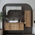 Badezimmermoebel Set 120 cm 4 Teilig mit Keramik Waschbecken ( eiche komplett Set
