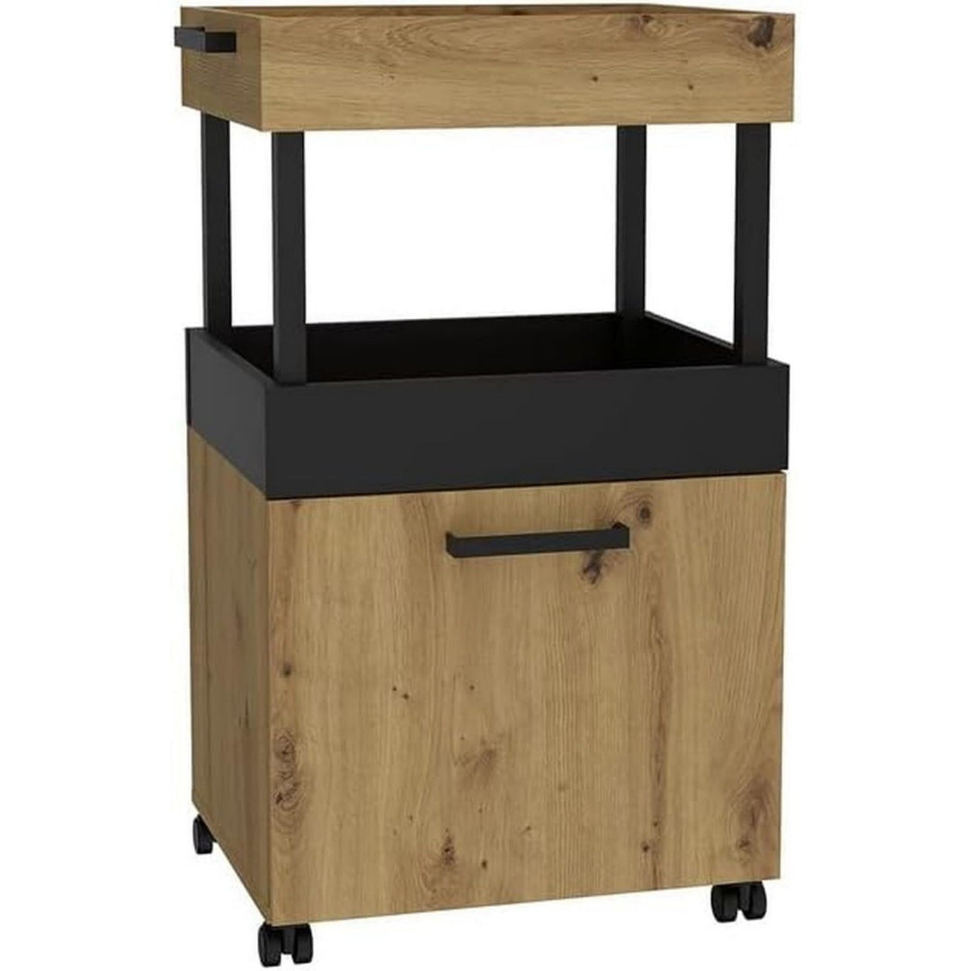 BAR Barschrank mit Rollen und 1 Tuer Schwarz eiche 50.2 x 88.5 x 41 cm Holzwerkstoff Artisan