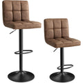 2er-Set Barhocker mit Lehne Schwarz hoehenverstellbar PU-Bezug Kuechenstuehle