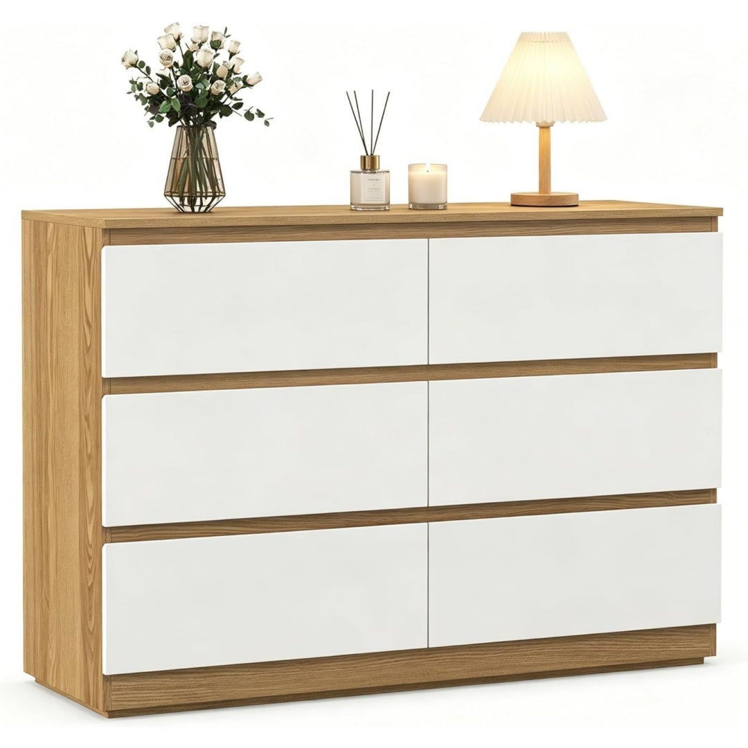 Kommode mit 6 Schubladen Sideboard 110 x 38 x 77 cm