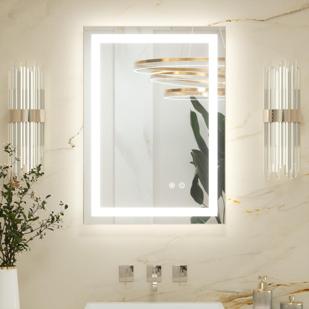 LED Badspiegel 50 x 70 cm Anti-Beschlag 3-Farben dimmbar Led Bad Spiegel mit Touch Schalter