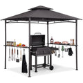 grillpavillon Winterfest wetterfest mit Doppeldach anthrazit Seitenregalen Haken Flaschenoeffner