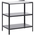Outdoor-Kuecheninsel Stahl mit Edelstahlplatte modern Schwarz silber