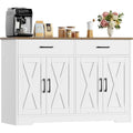 120 Sideboard Weiss Kuechenschrank mit Arbeitsplatten Buffetschrank Kuechenbuffet mit 2 Schubladen und 2 Tueren