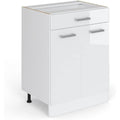 Unterschrank Weiss hochglanz 60 cm mit Schubladen ohne Arbeitsplatte