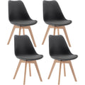 4er-Set Esszimmerstuehle Grau Kunstleder Massivholz BH29gr-4