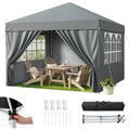 Pavillon Wasserdicht Stabil Grau 3x3 Faltpavillon mit 4 Seitenteilen Hoehenverstellbar Partyzelt Gartenpavillon Fuer Outdoor Camping