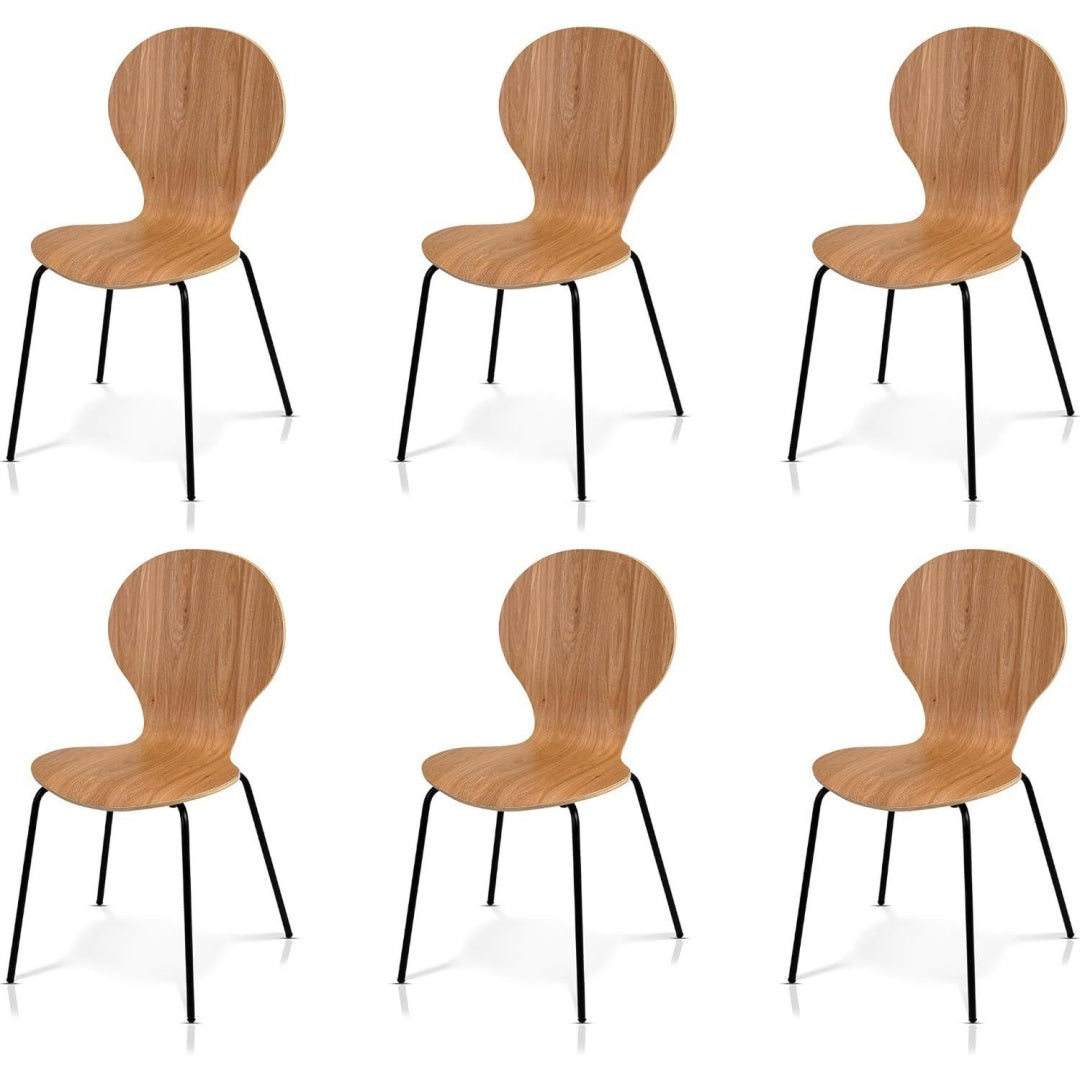 6er-Set Stapelstuehle Esszimmerstuhl Schichtholz Schwarz eiche fuer Esszimmer mit -Dekor Sitzhoehe 45 cm