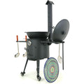 Feuerofen 40cm mit Gusseisen Kazan 12L 42 5cm Kasan mit Deckel Outdoor Feuerschale Gulaschkanone Ablage Schaumloeffel Lagan Ofenplatte Usbekisch Plov