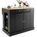 Kuecheninsel mit erweiterbarer Arbeitsflaeche Schwarz holz 120 x 60 Kuechenschrank aus mit Schubladen und Regalen Sideboard fuer Kueche Esszimmer