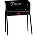 Gas Grilltisch mit Windschutz Gusseisen Gaskocher 2 Brenner 12 kW Tischgrill fuer Camping 78 x 45 x 110 cm Einsatz im Freien im Garten und auf der