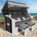 Strandkorb Usedom 3-Sitzer XXL fuer 2-3 Personen 165cm breit 5 Designs Grau anthrazit inkl. wetterfeste Abdeckhaube