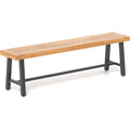 Gartenbank wetterfest 160 x 32 x 45 cm 3-Sitzer Sitzbank ohne Rueckenlehne Parkbank aus Akazienholz und Metall
