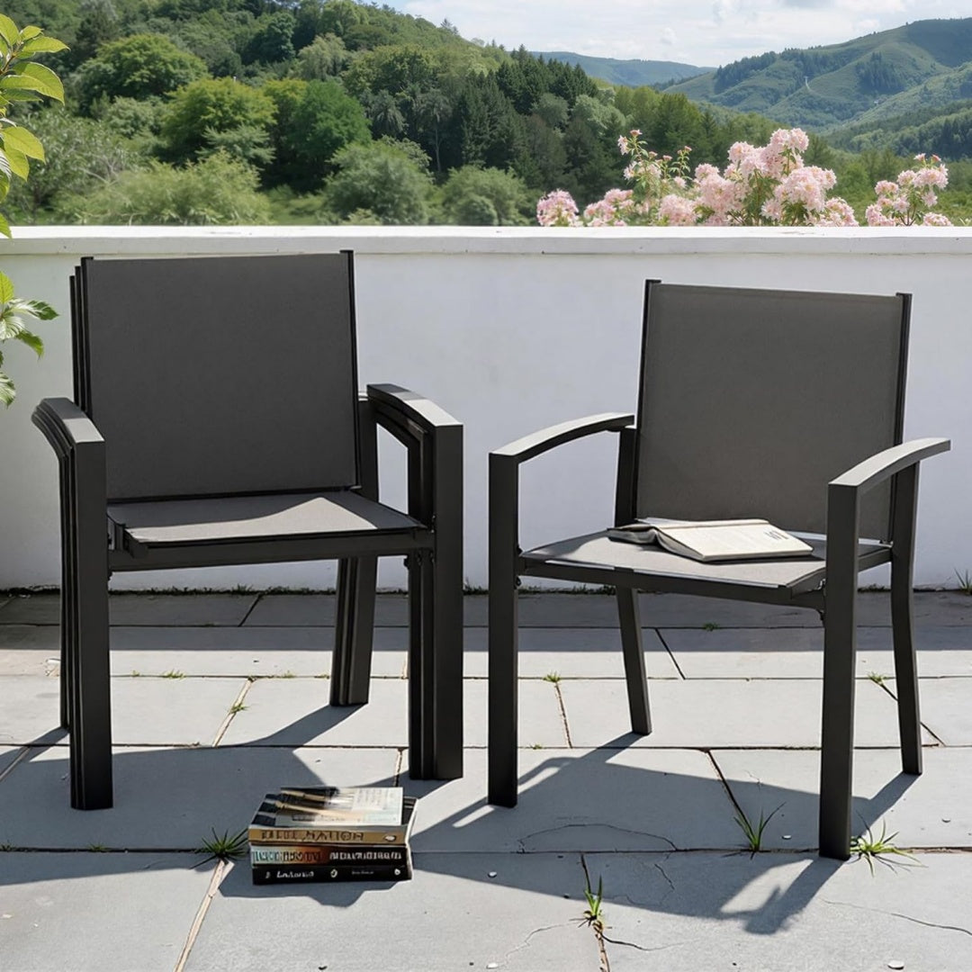 Gartenstuehle Stapelbar 4er Set Grau Gartenstuhl Hochlehner Balkonstuhl Wetterfest