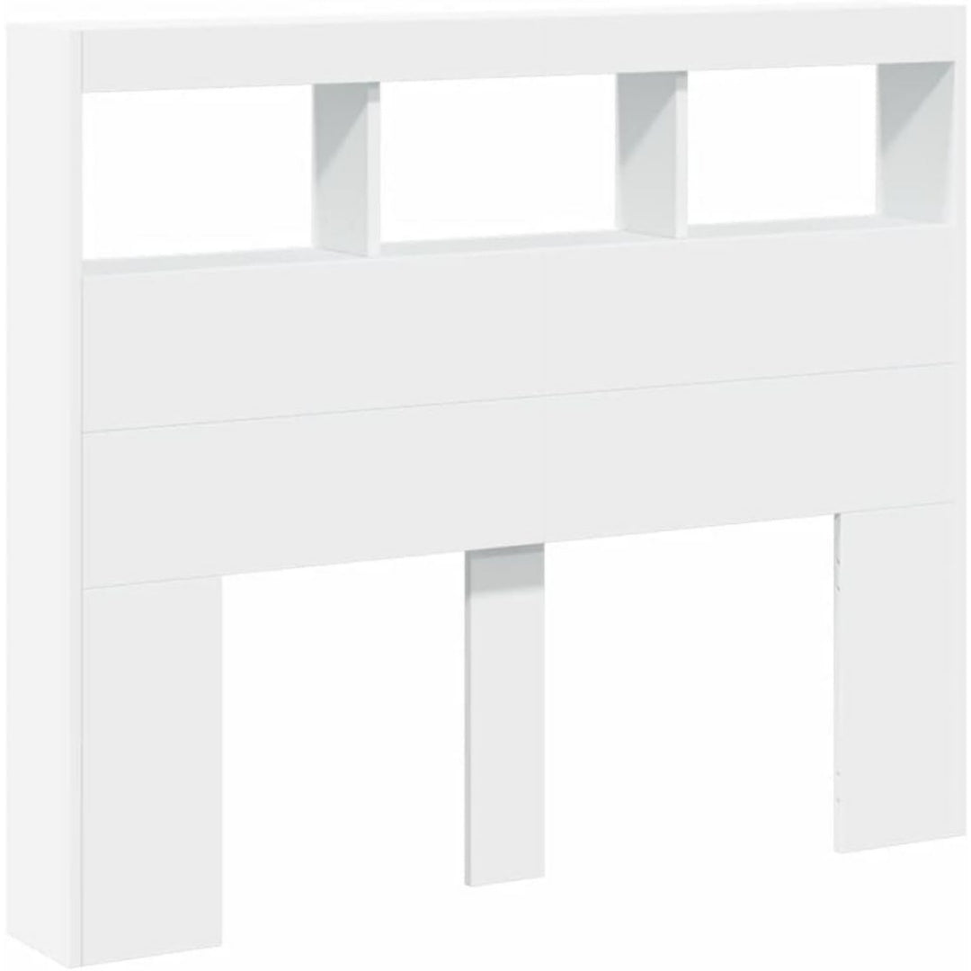 LED-Kopfteil mit Ablagen Weiss 120x17x102 cm