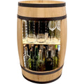 Minibar Schraenk LED Rustikal Bartisch mit 82cm Fass deko Hausbar Gin Whisky Bier - Weinfass Stehtisch Holzfass fuer Glaeser und Flaschen - Wine Rack