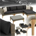 Aluminium Poly Lounge natur rattan Gartenmoebel Sofa Set mit Ecksessel Sessel